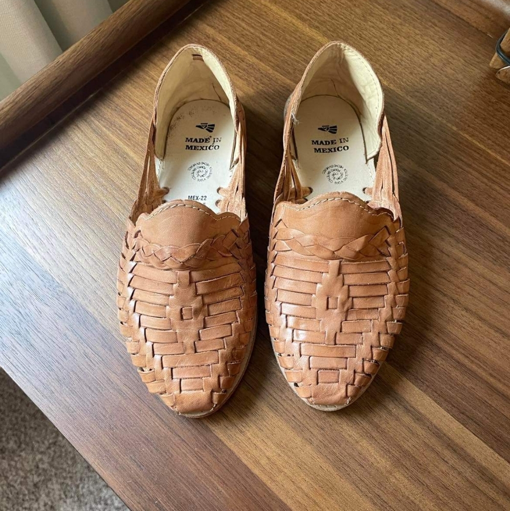 Leather Tan Huarache Sandal, Size 5